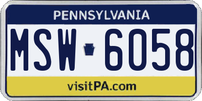 PA license plate MSW6058