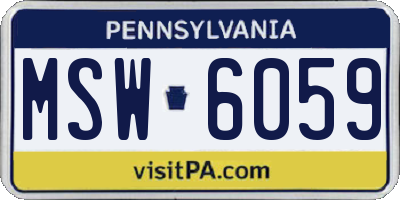 PA license plate MSW6059