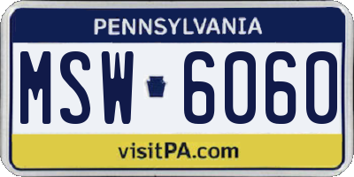 PA license plate MSW6060