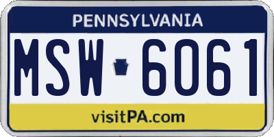 PA license plate MSW6061