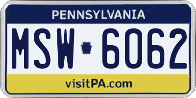 PA license plate MSW6062