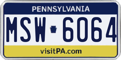 PA license plate MSW6064