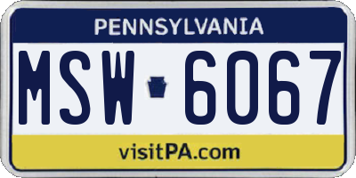 PA license plate MSW6067