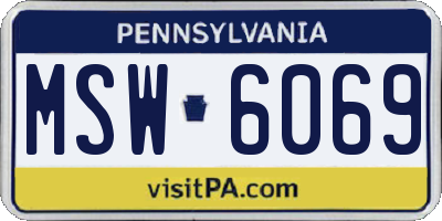 PA license plate MSW6069