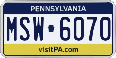 PA license plate MSW6070