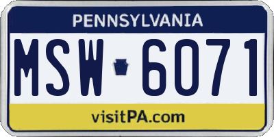 PA license plate MSW6071