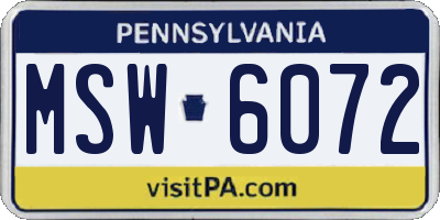 PA license plate MSW6072