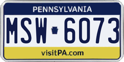 PA license plate MSW6073