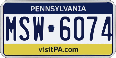 PA license plate MSW6074