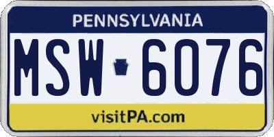 PA license plate MSW6076