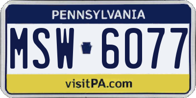 PA license plate MSW6077