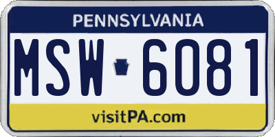 PA license plate MSW6081