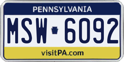 PA license plate MSW6092