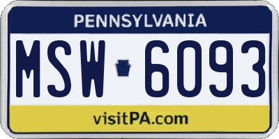 PA license plate MSW6093