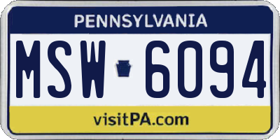 PA license plate MSW6094