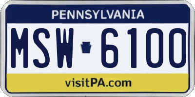 PA license plate MSW6100
