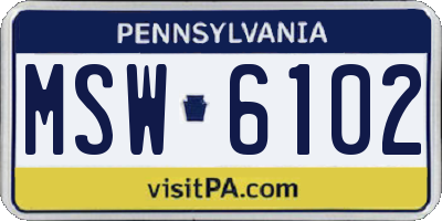 PA license plate MSW6102