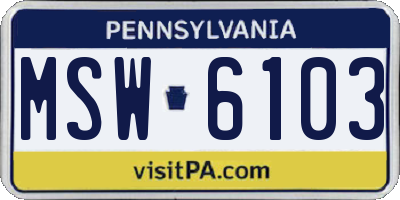 PA license plate MSW6103