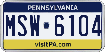 PA license plate MSW6104