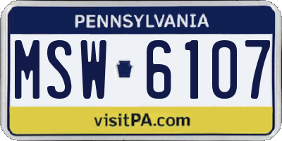 PA license plate MSW6107