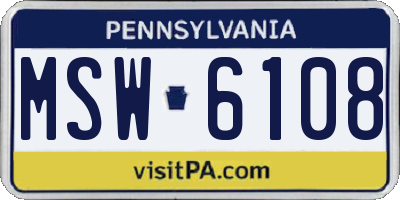 PA license plate MSW6108