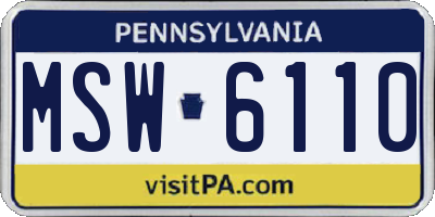 PA license plate MSW6110