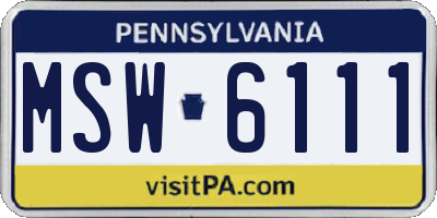 PA license plate MSW6111