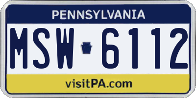 PA license plate MSW6112