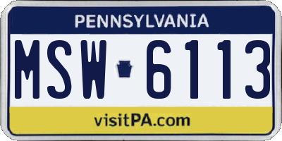 PA license plate MSW6113