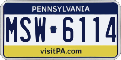 PA license plate MSW6114