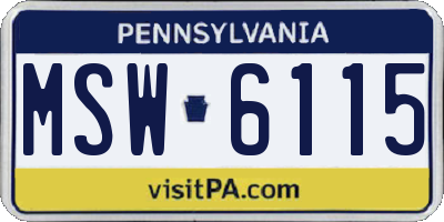 PA license plate MSW6115