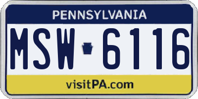 PA license plate MSW6116