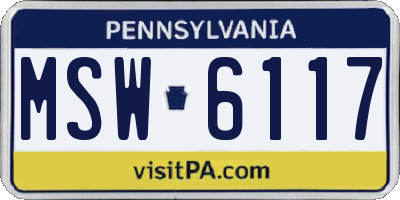 PA license plate MSW6117