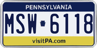 PA license plate MSW6118