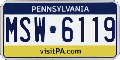 PA license plate MSW6119
