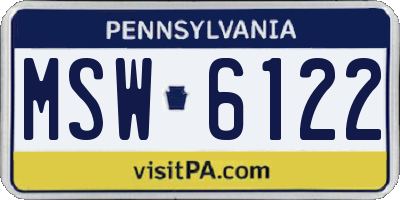 PA license plate MSW6122