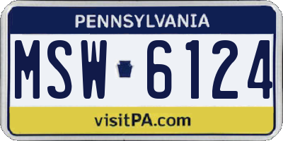 PA license plate MSW6124