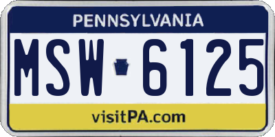 PA license plate MSW6125