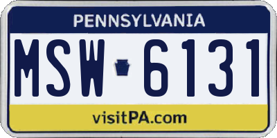 PA license plate MSW6131
