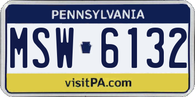 PA license plate MSW6132