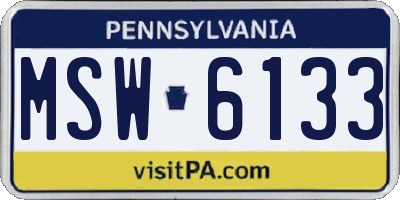 PA license plate MSW6133
