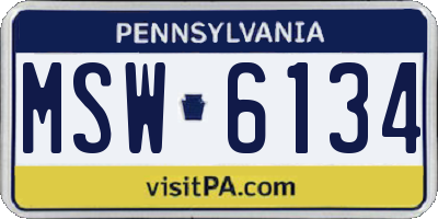 PA license plate MSW6134