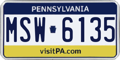 PA license plate MSW6135