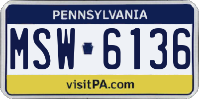 PA license plate MSW6136