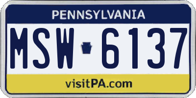 PA license plate MSW6137
