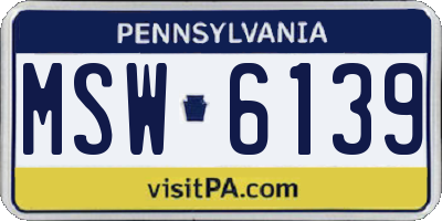 PA license plate MSW6139