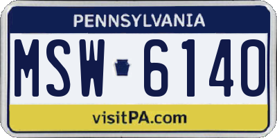 PA license plate MSW6140