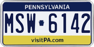 PA license plate MSW6142