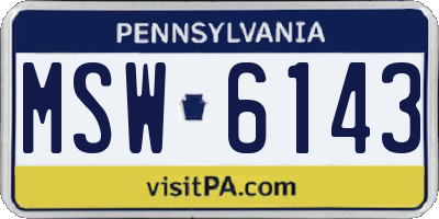 PA license plate MSW6143