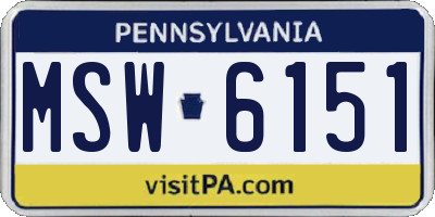 PA license plate MSW6151